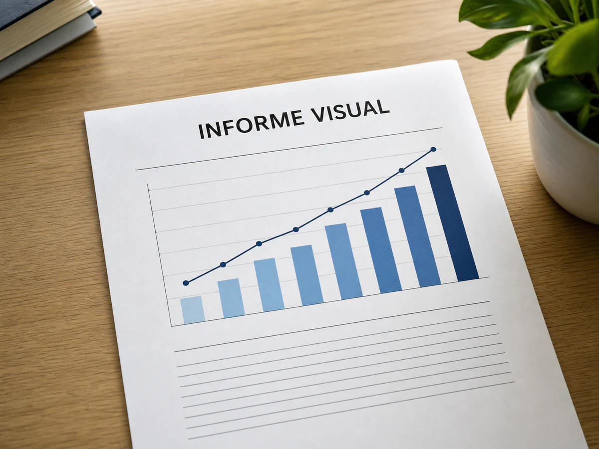 Informe impreso con gráficos de barras y líneas